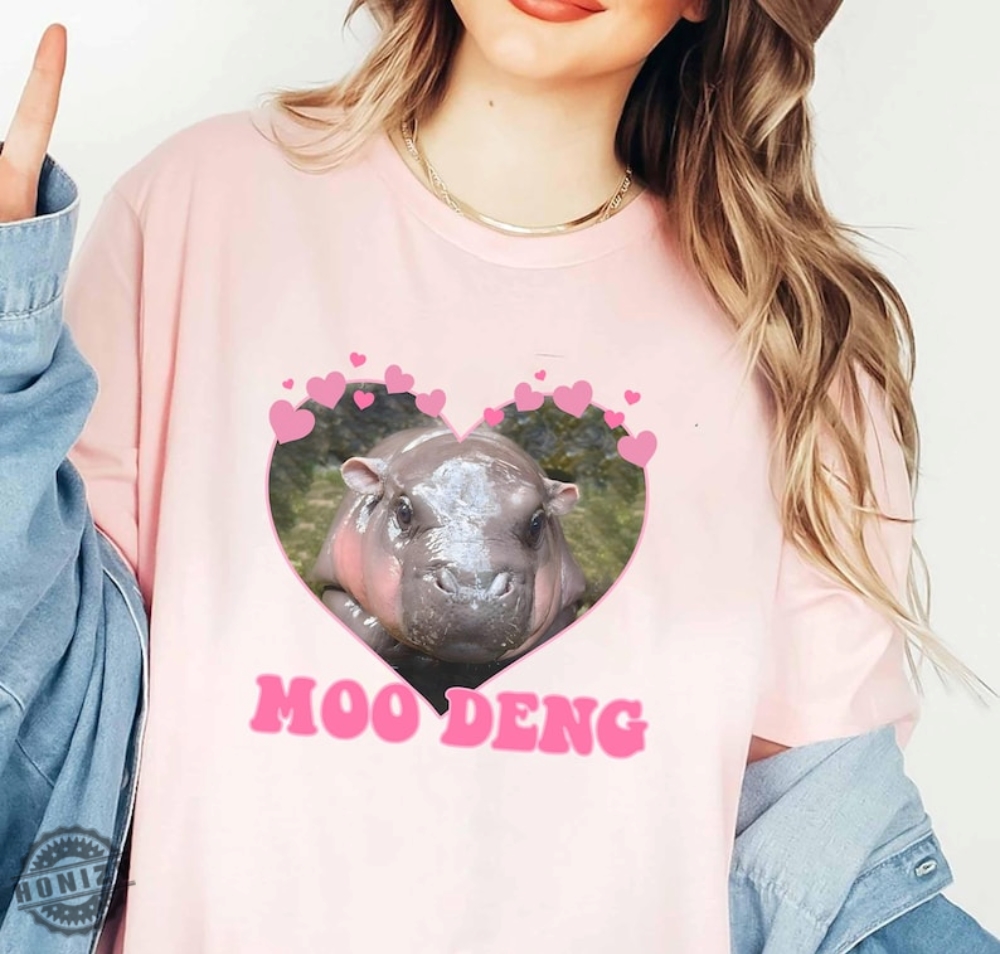 Moo Deng Bouncy Pig Shirt Moo Deng In Thailand Sweatshirt Cute Moo Deng Unisex Hoodie Tiktok Trending Tshirt The Cute Baby Hippo Shirt honizy 1