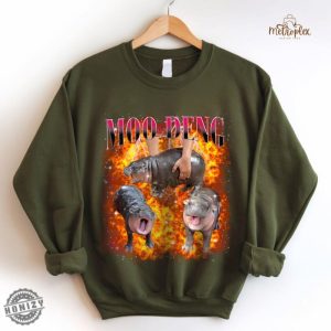 I Love Moo Deng Shirt Hippo Cute Moo Deng Funny Tshirt Moo Deng Bouncy Pig In Thai Picture Hoodie Halloween Gift For Moo Deng Fan Club honizy 4