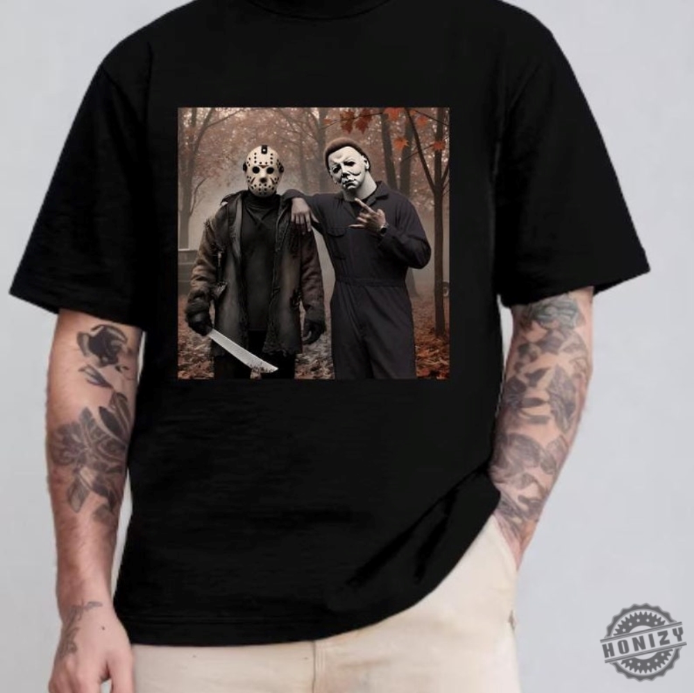 Jason Voorhes Michael Myers Shirt Friday The 13Th Tshirt Jason And Michael Sweatshirt Horror Characters Friend Hoodie 90S Halloween Movie Shirt