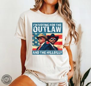 Im Voting For The Outlaw Hillbilly 2024 Tshirt Trump Vance Sweatshirt Patriotic Election Tee Retro Political Graphic Hoodie Usa Flag Maga Shirt honizy 3