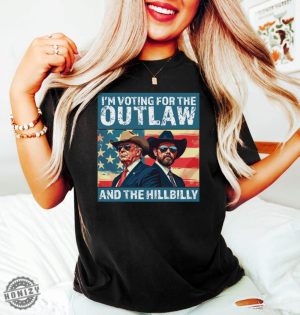 Im Voting For The Outlaw Hillbilly 2024 Tshirt Trump Vance Sweatshirt Patriotic Election Tee Retro Political Graphic Hoodie Usa Flag Maga Shirt honizy 4