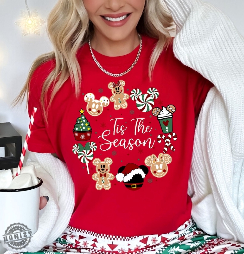 Disney Tis The Season Christmas Shirt Mickey And Minnie Christmas Tshirt Mickey And Minnie Gingerbread Sweatshirt Christmas Party Hoodie