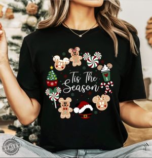 Disney Tis The Season Christmas Shirt Mickey And Minnie Christmas Tshirt Mickey And Minnie Gingerbread Sweatshirt Christmas Party Hoodie honizy 3