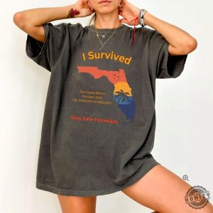 I Survived Hurricane Milton Tshirt Stay Safe Floridians Sweatshirt Florida Tropical Storm October 2024 Hoodie Florida Hurricane Milton Shirt honizy 3