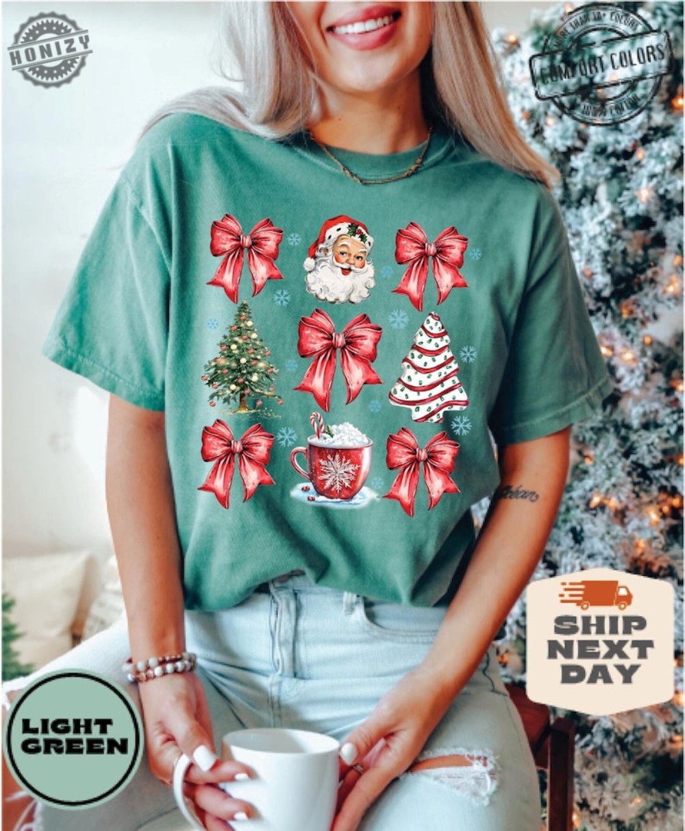 Christmas Coquette Bow Woman Xmas Shirt Christmas Girl Sweatshirt Cute Winter Tshirt Retro Holiday Hoodie Merry Christmas Gift