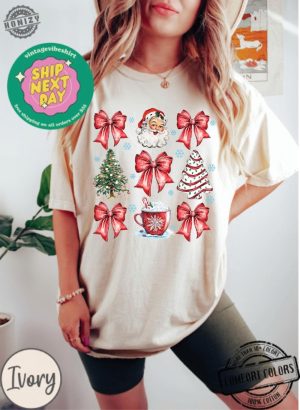 Christmas Coquette Bow Woman Xmas Shirt Christmas Girl Sweatshirt Cute Winter Tshirt Retro Holiday Hoodie Merry Christmas Gift honizy 3