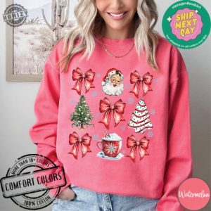 Christmas Coquette Bow Woman Xmas Shirt Christmas Girl Sweatshirt Cute Winter Tshirt Retro Holiday Hoodie Merry Christmas Gift honizy 4