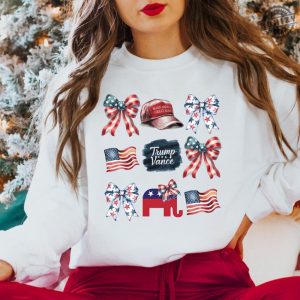 Trump Vance 2024 Coquette Bow Shirt Patriotic Hoodie America Coquette Tshirt Trump Election Sweatshirt Republican Gift honizy 5