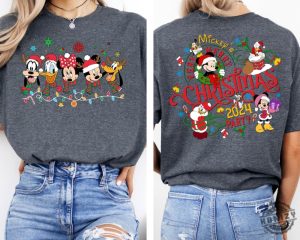 Mickeys Very Merry Christmas Party 2024 Shirt Disney Santa Mickey And Friends Group Christmas Lights Sweatshirt Disneyland Xmas Tee honizy 3