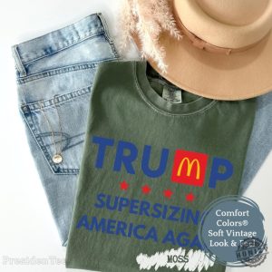 Trump Mcdonalds Shirt Supersizing America Again Tshirt Trump Rally 2024 Hoodie Trump 45 47 Sweatshirt Trump Magadonalds Tshirt Fries Not Lies Tee honizy 2