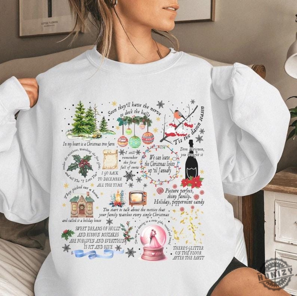 Christmas Song Collection Shirt Swift Lyrics Crewneck Sweatshirt Cozy Swiftie Winter Tshirt Swift Inspired Hoodie Christmas Holiday Shirt