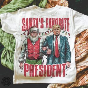 Santas Favorite President Shirt Humorous Trump Christmas Tshirt honizy 2