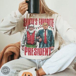 Santas Favorite President Shirt Humorous Trump Christmas Tshirt honizy 4