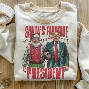 Santas Favorite President Shirt Humorous Trump Christmas Tshirt honizy 6