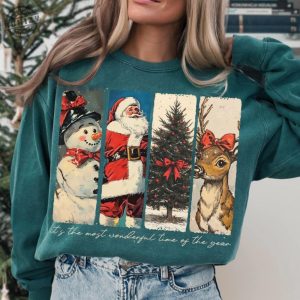 Its The Most Wonderful Time Of The Year Shirt Santa Claus Tshirt Vintage Christmas Hoodie Christmas Coquette Bow Sweatshirt Reindeer Snowman Shirt honizy 2