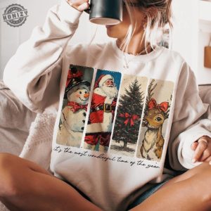 Its The Most Wonderful Time Of The Year Shirt Santa Claus Tshirt Vintage Christmas Hoodie Christmas Coquette Bow Sweatshirt Reindeer Snowman Shirt honizy 6