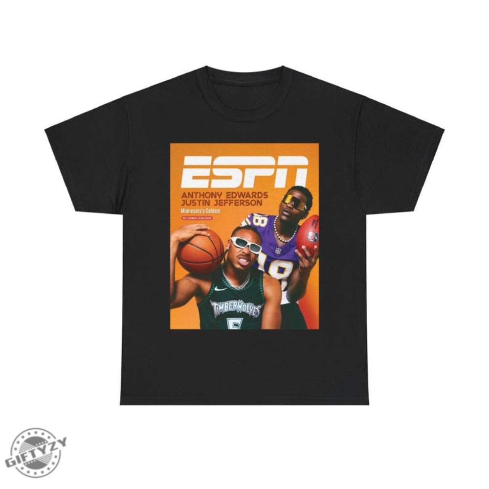 Anthony Edwards Justin Jefferson Minnesota Timberwolves Vikings Espn Tee Shirt