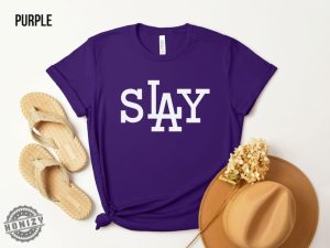 La Dodgers Shirt Slay Dodgers Tshirt Dodger Blue Dodgers Fan Gift Dodgers Baseball Hoodie Los Angeles Baseball Sweatshirt Baseball Fan Game Day Shirt honizy 5