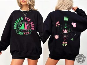 Wicked Change For Good Glitter Sweatshirt Defy Gravity Broomstick Magic Wand Tshirt Wizard Of Oz Movie Hoodie Witch Pink And Green Shirt honizy 3