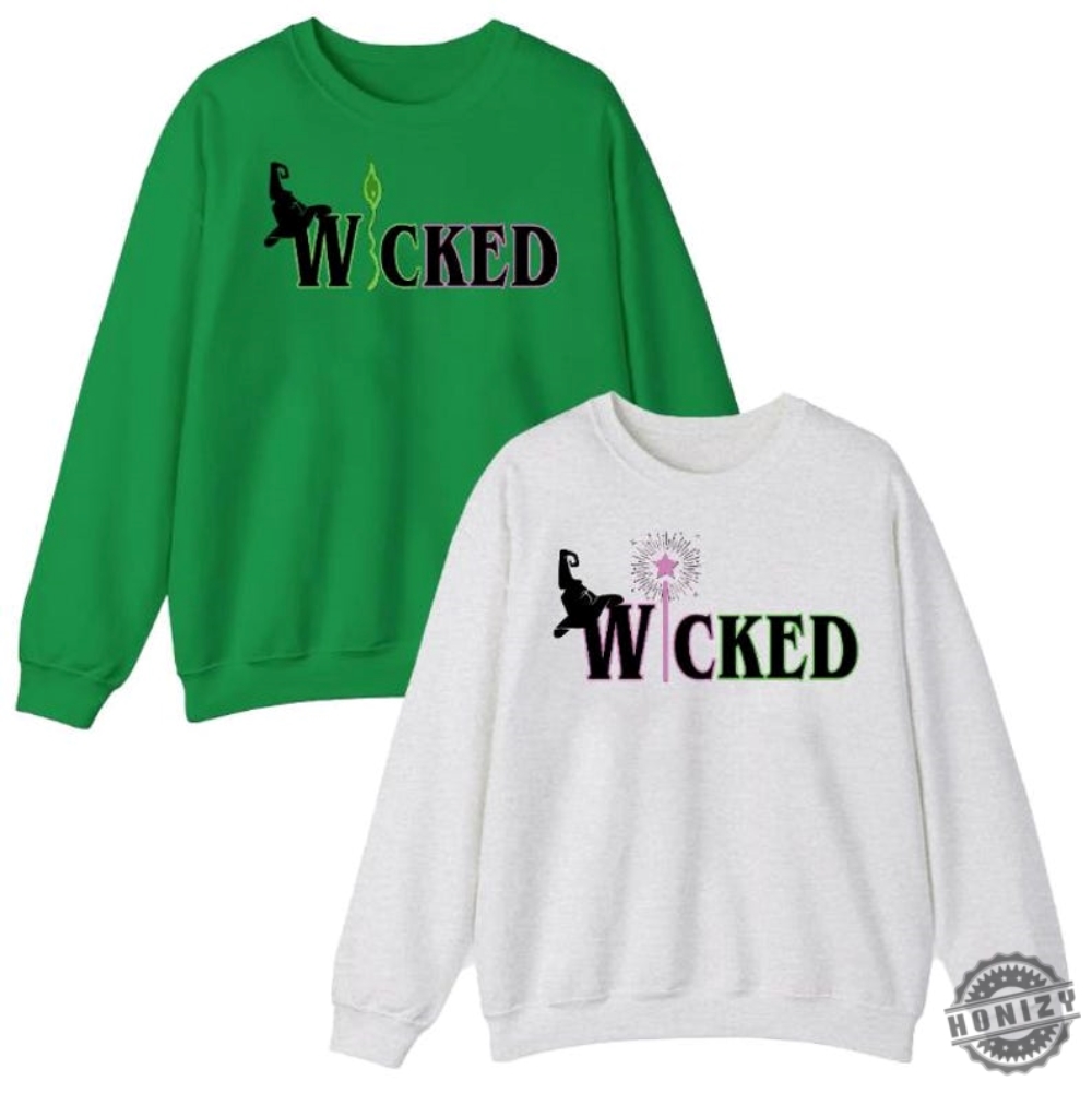 Wicked Change For Good Glitter Sweatshirt Elphaba And Glinda On Sleeve Hoodie Wicked Musical Movie Fan Xmas Giftm Christmas Shirt