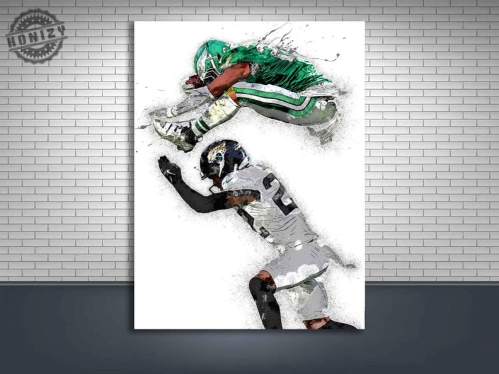 Saquon Barkley Reverse Hurdle Poster Philadelphia Eagles Gallery Canvas Wrap Man Cave Kids Room Game Room Bar