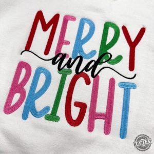 Merry And Bright Embroidered Shirt Christmas Sweatshirt Family Christmas Tshirt Sweatshirts For Women Hoodie Merry Christmas Gift honizy 2