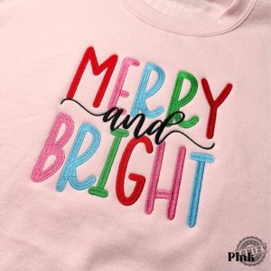 Merry And Bright Embroidered Shirt Christmas Sweatshirt Family Christmas Tshirt Sweatshirts For Women Hoodie Merry Christmas Gift honizy 4