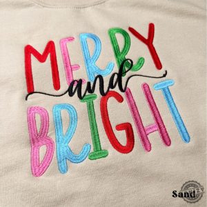 Merry And Bright Embroidered Shirt Christmas Sweatshirt Family Christmas Tshirt Sweatshirts For Women Hoodie Merry Christmas Gift honizy 5