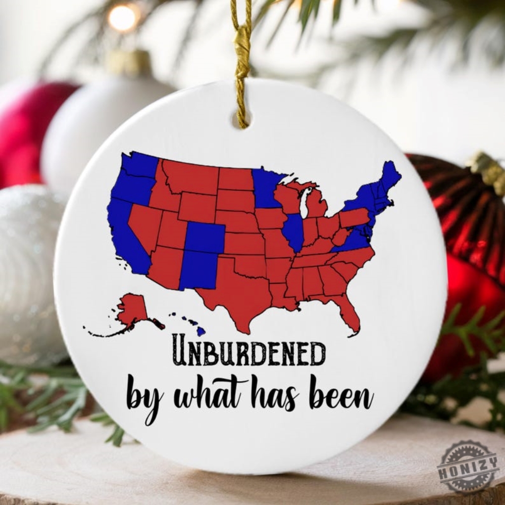 2024 Election Map Ceramic Ornament  Unburdened By What Has Been Humorous Trump Celebration Keepsake  3 Round With Gift Box