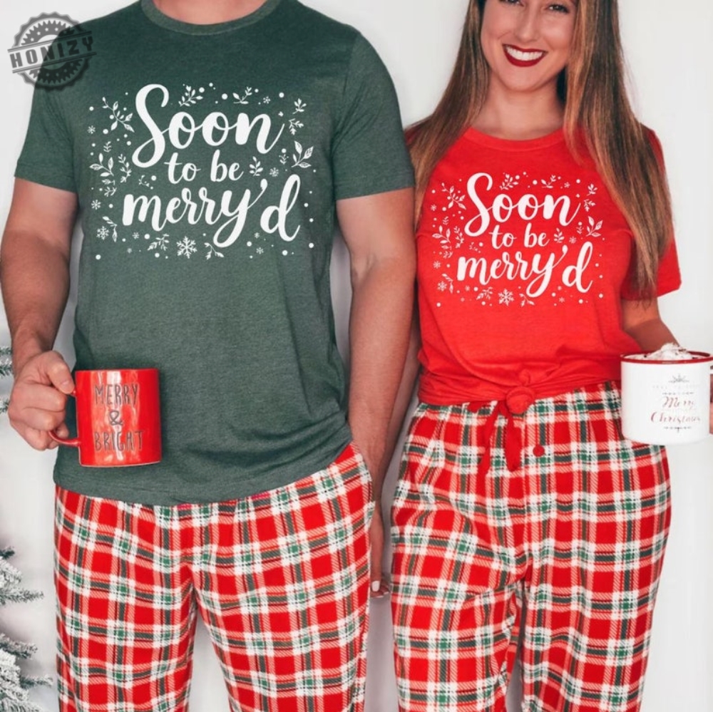 Soon To Be Merryd Christmas Shirt Engaged Couple Christmas Tee Christmas Couple Matching Shirt Engaged Christmas Shirt Christmas Bride