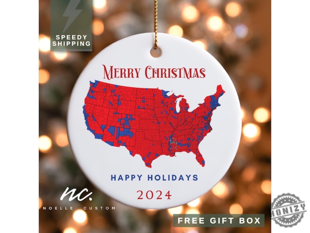 Election Map 2024 Ornament Red Wave Republican Ornaments Funny Trump Christmas Ornament Election Results Map Ornament Keepsake