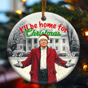 Donald Trump Ill Be Home For Christmas Ornament American Pride Ceramic Stone Ornament Keepsake Gift honizy 2