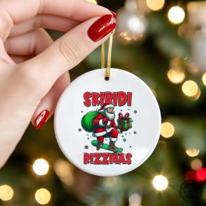 Merry Skibidi Rizz Christmas Ornament Skibidi Meme Gen Z Ornament Skater Santa Holiday Ornament Teenager Xmas Gift Funny Boy Gift honizy 2