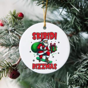 Merry Skibidi Rizz Christmas Ornament Skibidi Meme Gen Z Ornament Skater Santa Holiday Ornament Teenager Xmas Gift Funny Boy Gift honizy 3