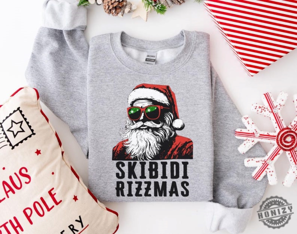 Skibidi Rizzmas Santa Christmas Shirt Funny Santa Sweater Funny Kids Christmas Tshirt Funny Tiktok Meme Hoodie Gen Alpha Xmas Gift