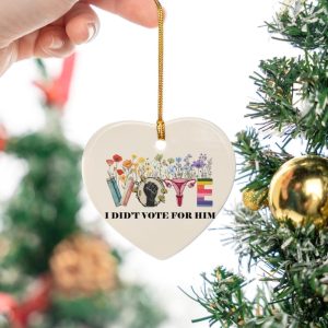 Floral I Didnt Vote For Him Ornament Kamala Harris Holiday Decor Harris Walz 2024Democrat Liberal Giftpolitical Christmas Tree Ornament honizy 3