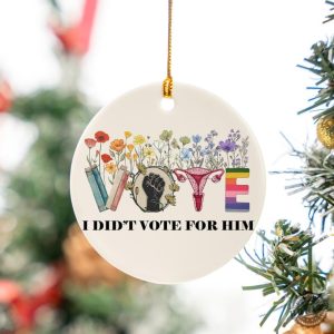 Floral I Didnt Vote For Him Ornament Kamala Harris Holiday Decor Harris Walz 2024Democrat Liberal Giftpolitical Christmas Tree Ornament honizy 4