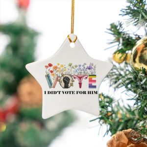 Floral I Didnt Vote For Him Ornament Kamala Harris Holiday Decor Harris Walz 2024Democrat Liberal Giftpolitical Christmas Tree Ornament honizy 5