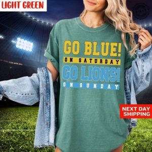 Go Blue On Saturday Shirt Go Lions On Sunday Tshirt Michigan Wolverines Detroit Lions Fan Sweatshirt Football Lovers Gift honizy 7