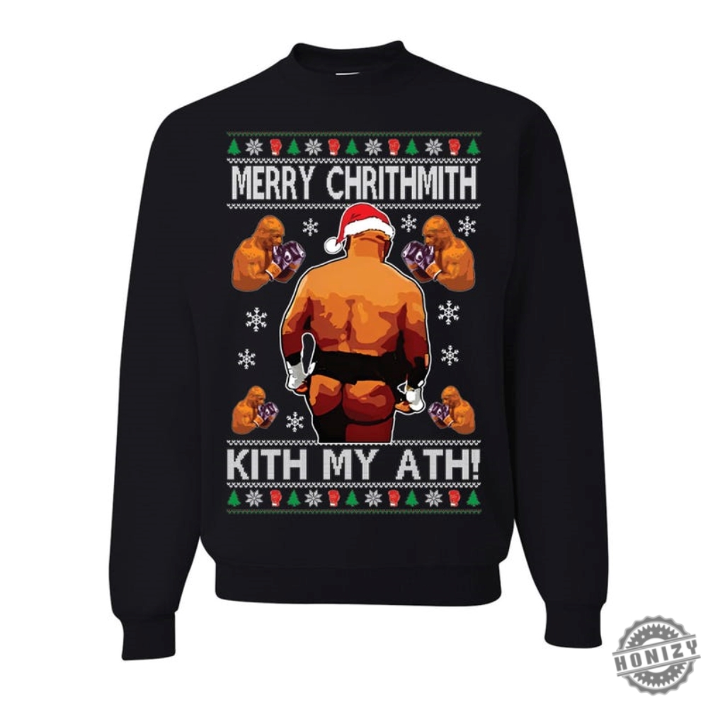 Mike Tyson Ugly Christmas Sweater Unisex Crewneck Sweatshirt Hoodie Tshirt honizy 1