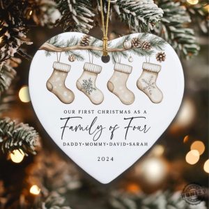 Family Of Four Christmas Gift Personalized Family Christmas Ornament Greenery Christmas Gift For Family First Christmas As Family 2024 honizy 3