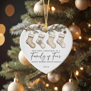 Family Of Four Christmas Gift Personalized Family Christmas Ornament Greenery Christmas Gift For Family First Christmas As Family 2024 honizy 5