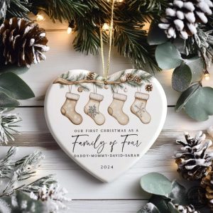 Family Of Four Christmas Gift Personalized Family Christmas Ornament Greenery Christmas Gift For Family First Christmas As Family 2024 honizy 6