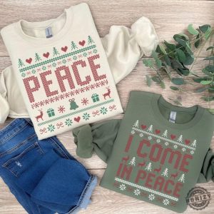 Couples Matching Ugly Christmas Shirt I Come In Peace Ugly Christmas Tshirt Ugly Sweater Party Hoodie Ugly Xmas Adult Humor Holiday Sweater honizy 2