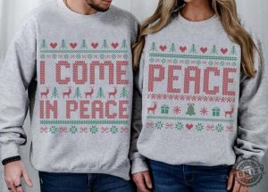 Couples Matching Ugly Christmas Shirt I Come In Peace Ugly Christmas Tshirt Ugly Sweater Party Hoodie Ugly Xmas Adult Humor Holiday Sweater honizy 3