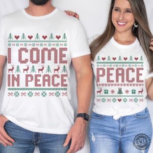 Couples Matching Ugly Christmas Shirt I Come In Peace Ugly Christmas Tshirt Ugly Sweater Party Hoodie Ugly Xmas Adult Humor Holiday Sweater honizy 4