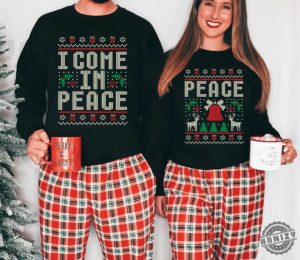 Couples Matching Ugly Christmas Shirt I Come In Peace Sweatshirt Ugly Xmas Holiday Hoodie Adult Humor Peace Tshirt Ugly Christmas Party Gift honizy 8