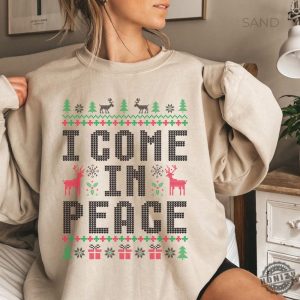 Christmas Couple Couples Ugly Tshirt Come In Peace Matching Christmas Sweatshirt Holiday Hoodie Funny Christmas Gift honizy 2