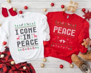 Christmas Couple Couples Ugly Tshirt Come In Peace Matching Christmas Sweatshirt Holiday Hoodie Funny Christmas Gift honizy 3