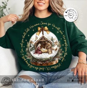 Jesus Christmas Night Shirt Christmas Jesus Tshirt Christmas Hoodie Christmas Bible Verse Sweatshirt Christian Jesus God Christmas Gift honizy 2